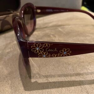 Coach Fuchsia Sunglasses with Gold Floral Accents pristine condition